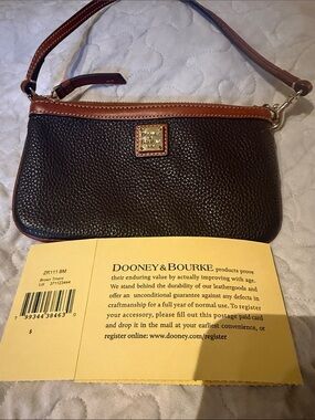 Dooney & Bourke Brown Pebbled Leather Wristlet